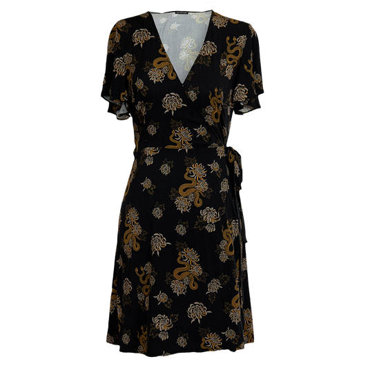 Ophelia Mini Wrap Dress in Snakes & Chrysanthemums